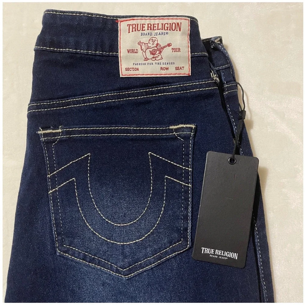 True Religion Sarah High Rise Straight Jeans Dark Mahogany Wood Wash Size 30 New